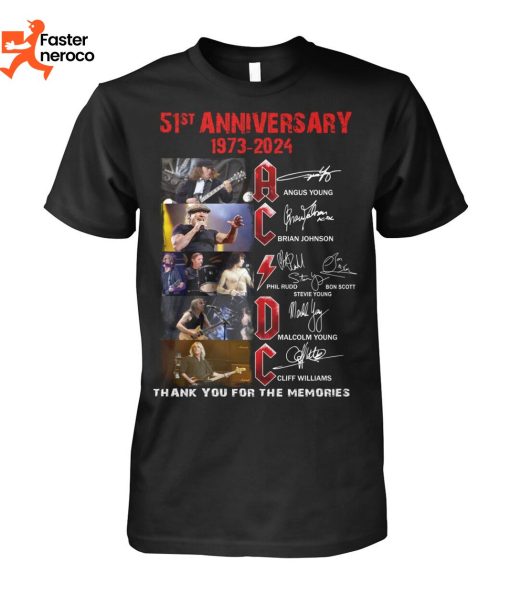 51St Anniversary 1973-2024 AC DC Signature Thank You For The Memories T-Shirt