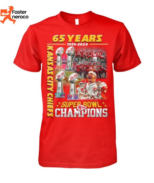65 Years 1959-2024 Super Bowl LVIII Champions Kansas City Chiefs T-Shirt