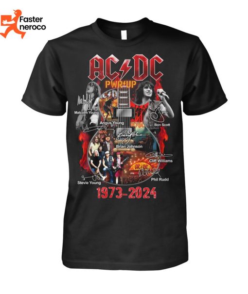 AC DC Pwr Up Signature 1973-2024 T-Shirt