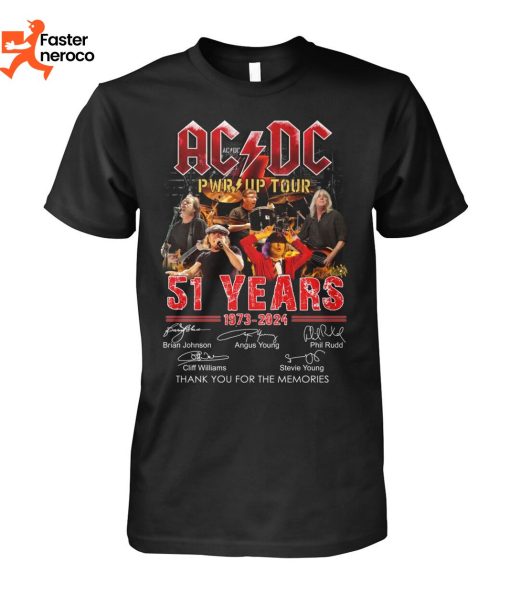 AC DC PWR Up Tour 51 Years 1973-2024 Thank You For The Memories Signature T-Shirt