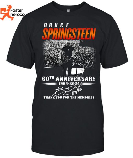Bruce Springsteen 60th Anniversary 1964-2024 Thank You For The Memories Signature T-Shirt