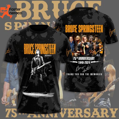 Bruge Springsteen 75th Anniversary 1949-2024 Thank You For The Memories Signature 3D T-Shirt