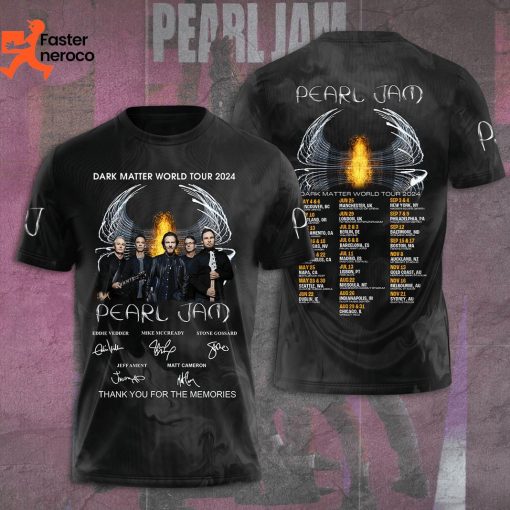 Pear Jam Dark Matter World Tour 2024 Signature Thank You For The Memories 3D T-Shirt