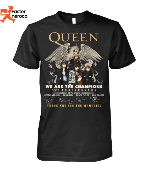 Queen We Are The Champions 55th Anniversary 1970-2025 Signature Thank You For The Memories T-Shirt