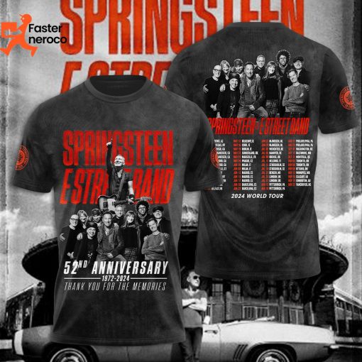 Springsteen E Street Band 52rd Anniversary 1972-2024 Thank You For The Memories 3D T-Shirt