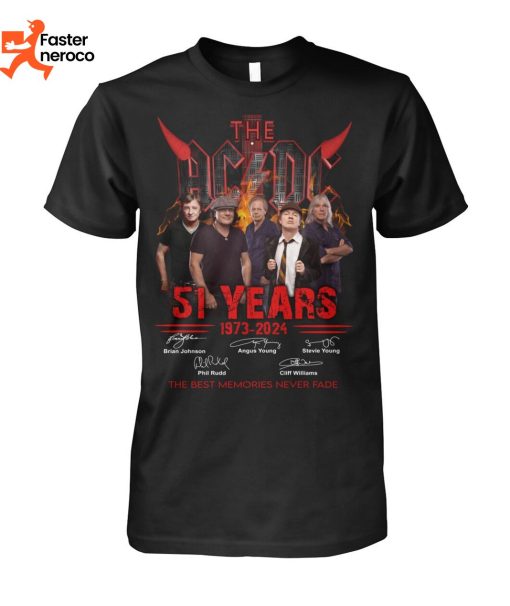 The AC DC 51 Years 1973-2024 Signature The Best Memories Never Fade T-Shirt