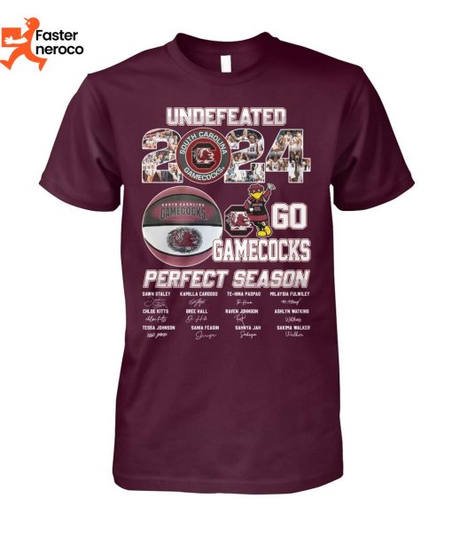 Undefeated 2024 Go South Carolina Gamecocks Perfect Season Signatre T-Shirt