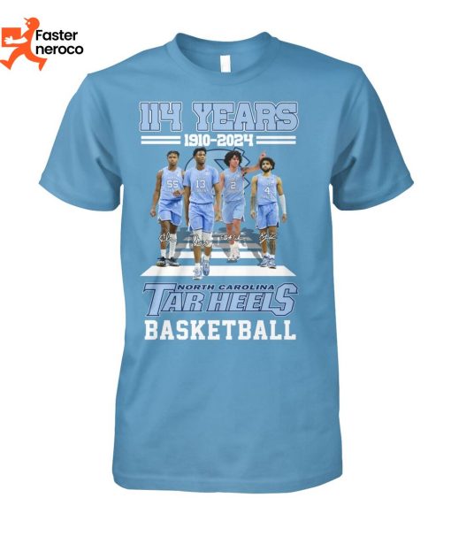 114 Years 1910-2024 North Carolina Tar Heels Basketball T-Shirt