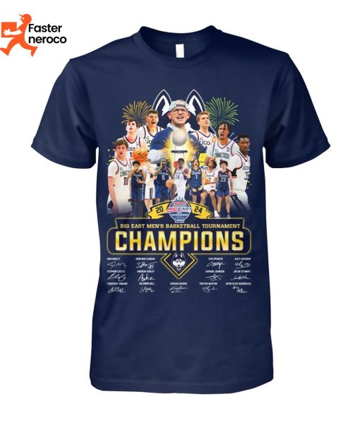 2024 Big East Mens Basketball Tournament Champions UConn Huskies Signature T-Shirt