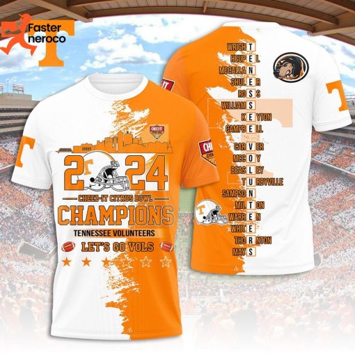 2024 Cheez-It Citrus Bowl Champions Tennessee Volunteers Let Go Vols 3D T-Shirt