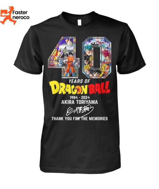 40 Years Of DragonBall 1984-2024 Akira Toriyama Signature Thank You For The Memories T-Shirt