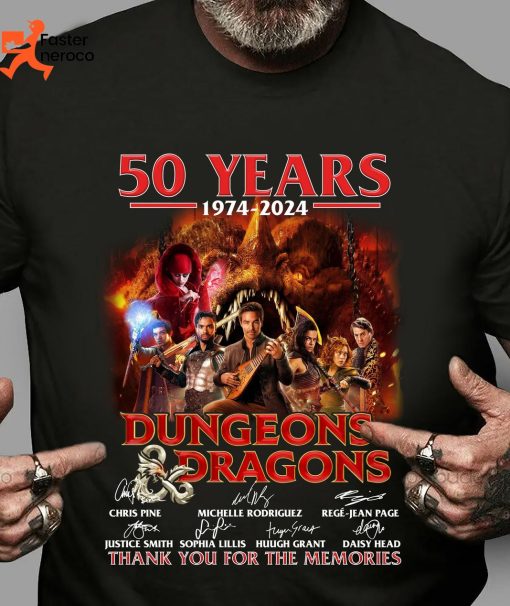 50 Years Of 1974-2024 Dungeons Dragons Signature Thank You For The Memories T-Shirt
