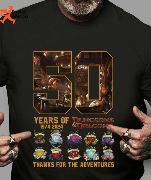 50 Years Of 1974-2024 Dungeons Dragons Thank You For The Memories T-Shirt