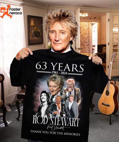 63 Years 1961-2024 Rod Stewart Signature Thank You For The Memories T-Shirt