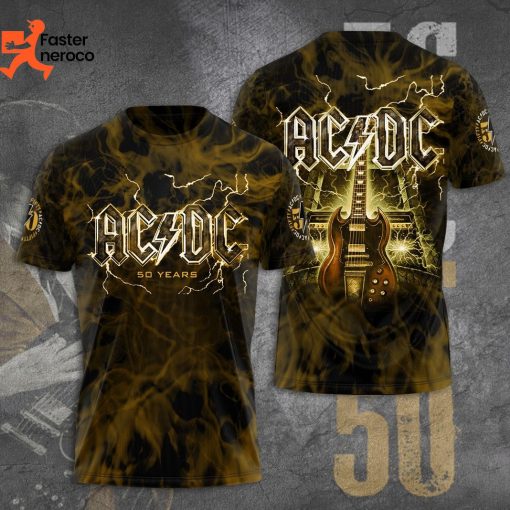 AC DC 50 Year Rock Band Design 3D T-Shirt
