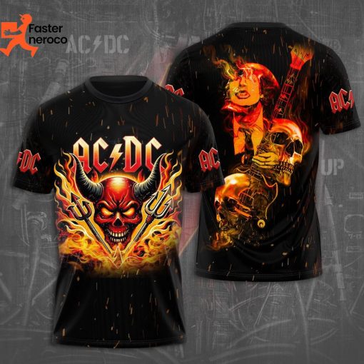 AC DC Flame Logo Design 3D T-Shirt