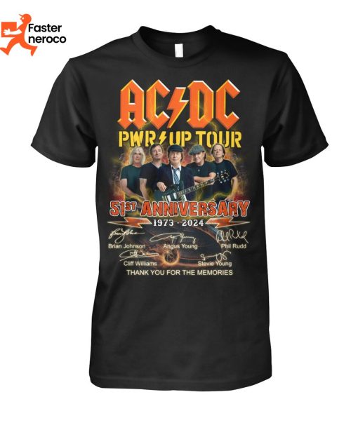 AC DC Pwr Up Tour 51st Anniversary 1973-2024 Signature Thank You For The Memories T-Shirt