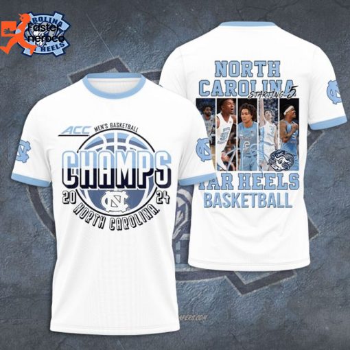 ACC Men Basketball Champs 2024 North Carolina Tar Heels 3D T-Shirt