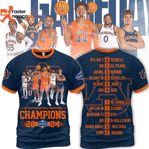 Auburn Tigers SEC Men Basketball Tournament Champions 2024 3D T-Shirt