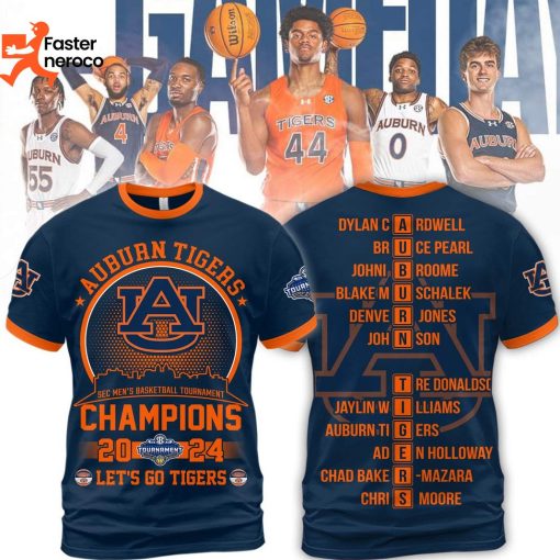 Auburn Tigers SEC Men Basketball Tournament Champions 2024  Let Go Tigers 3D T-Shirt