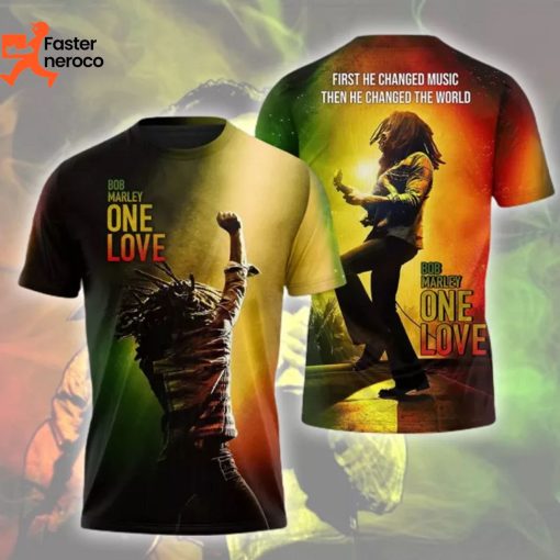 Bob Marley One Love First He Changed Music Then He Changed The World 3D T-Shirt