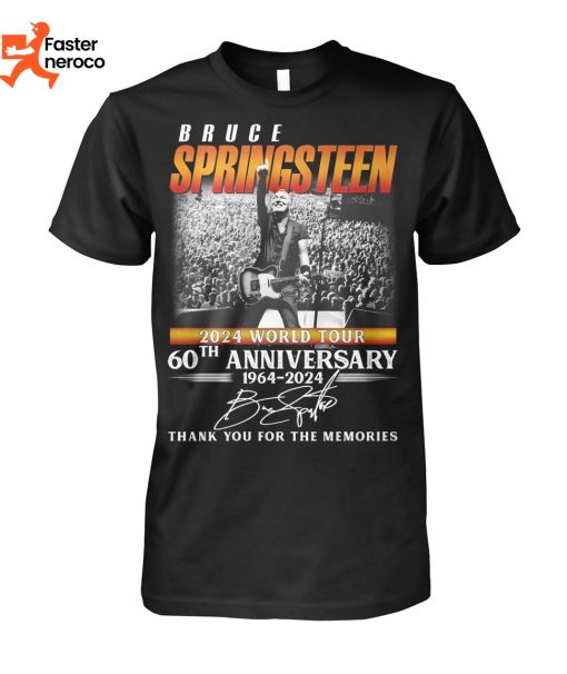 Bruce Springsteen 2024 World Tour 60th Anniversary 1964-2024 Signature T-Shirt