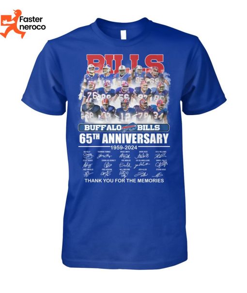 Buffalo Bills 65th Anniversary 1959-2024 Signature Thank You For The Memories T-Shirt