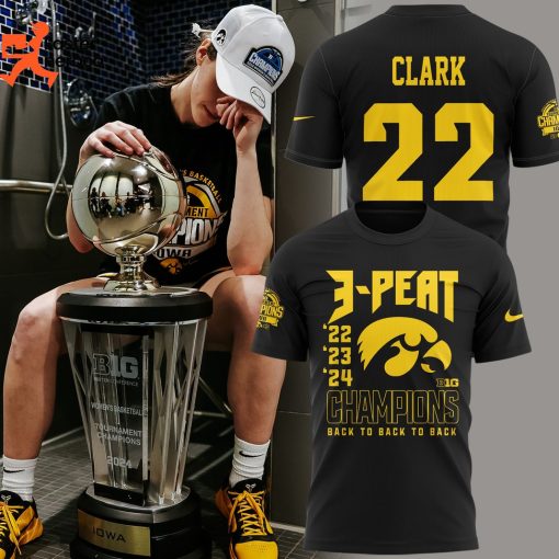 Caitlin Clark Iowa Hawkeye Basketball 2024 Women 3 Peat Champions Back To Back To Back 3D T-Shirt