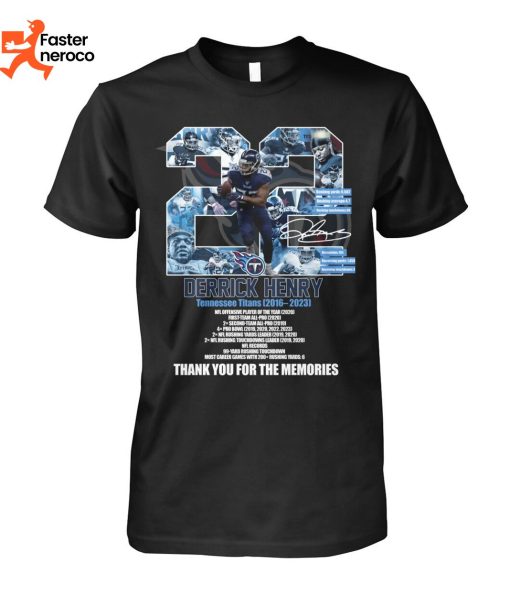 Derrick Henry Tennessee Titans 2016-2023 Signature Thank You For The Memories T-Shirt