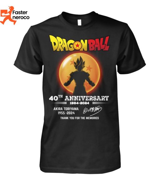 DragonBall 40th Anniversary 1984-2024 Akira Toriyama 1955-2024 Signature Thank You For The Memories T-Shirt