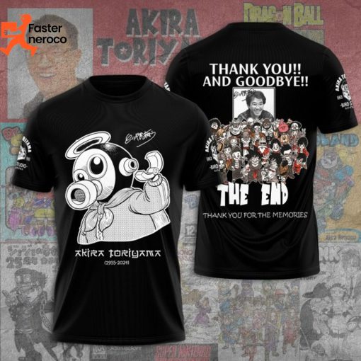Dragonball Toriyama Akira Signature Thank You And Goodbye The End Thank You For The Memories 3D T-Shirt