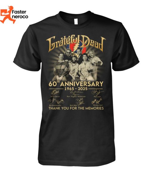 Grateful Dead 60th Anniversary 1965-2025 Signature Thank You For The Memories T-Shirt