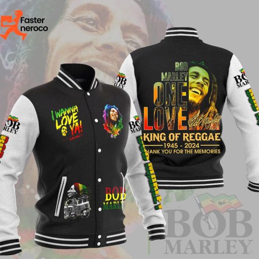 I Wanna Love Ya Bob Marley One Love King Of Reggae 1945-2024 Signature Thank You For The Memories Baseball Jacket