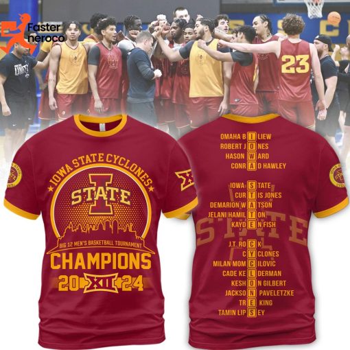 Iowa State Cyclones Big 12 Men Basketball Tournament Champions 2024 3D T-Shirt