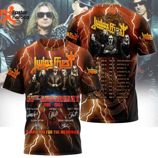 Judas Priest 55th Anniversary 1969-2024 Signature Thank You For The Memories 3D T-Shirt