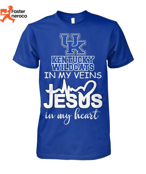Kentucky Wildcats In My Veins Jesus In My Heart T-Shirt