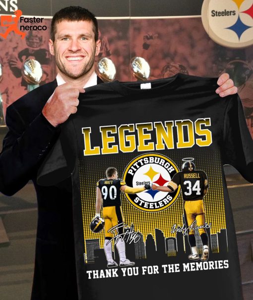 Legends Pittsburgh Steelers TJ Watt & Andy Russell Signature Thank You For The Memories T-Shirt