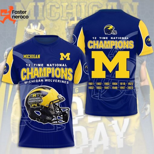 Michigan Wolverines 12 Time National Champions 3D T-Shirt