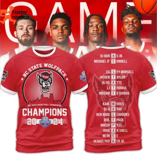 NC State Wolfpack ACC Men Basketball Tournament Champions 2024 3D T-Shirt