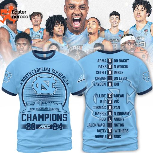 North Carolina Tar Heels ACC Regular Champions 2024 3D T-Shirt