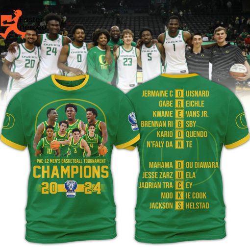 Pac 12 Men Basketball Tournament Champions 2024 Oregon Duck 3D T-Shirt