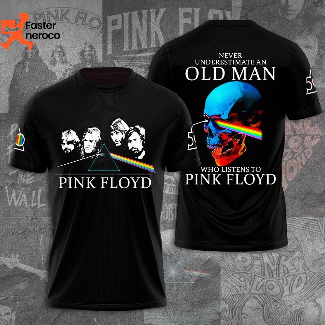 Pink Floyd Never Underestimate An Old Man Who Listen To Pink Floyd 3D T-Shirt
