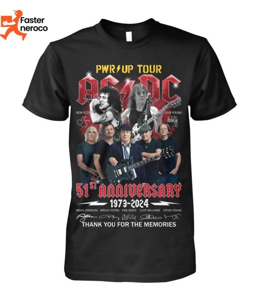 PWR UP AC DC 51st Anniversary 1973-2024 Signature Thank You For The Memories T-Shirt
