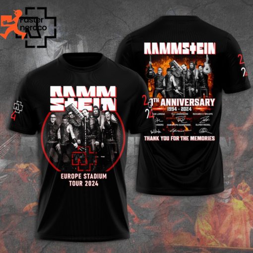 Rammstein Europe Stadium Tour 2024 30th Anniversary 1994-2024 Signature Thank You For The Memories 3D T-Shirt