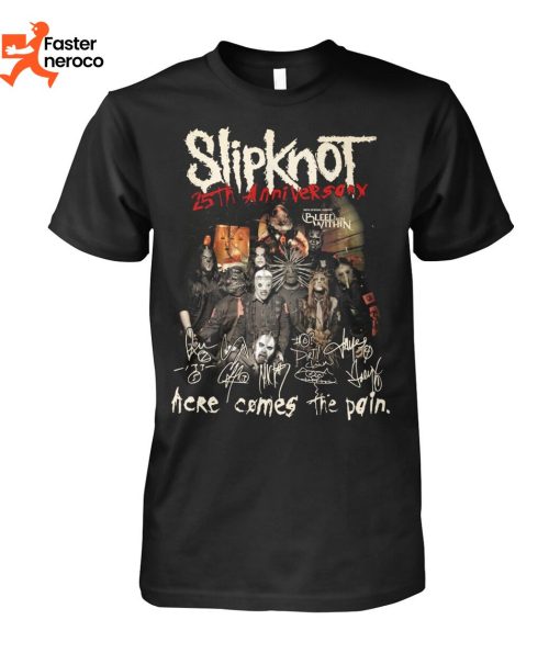 Slipknot 25th Anniversary Signature Here Comes The Pain T-Shirt