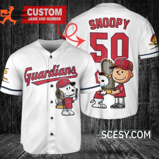 Snoopy And Cleveland Guardians Baseball Jersey