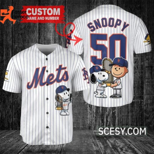 Snoopy And New York Mets Baseball Jersey