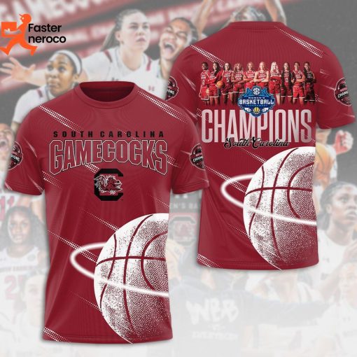 South Carolina Gamecocks Women Basketball Champions Design 3D T-Shirt