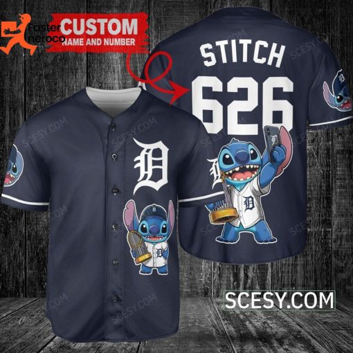 Stitch And Detroit Tigers Baseball Jersey