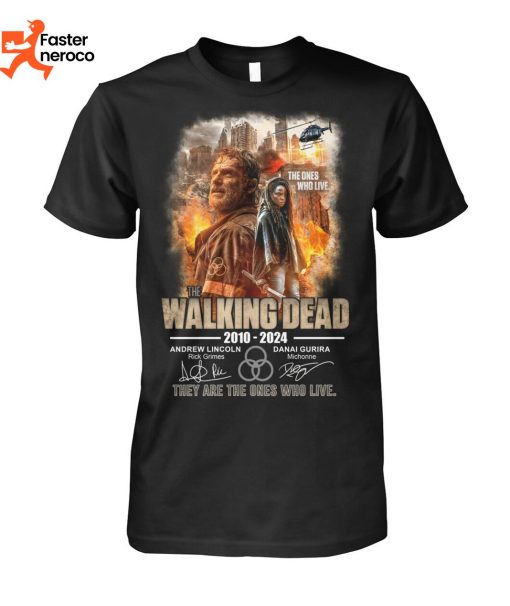 The Walking Dead 2010-2024 Andrew Lincoln And Danai Gurira Signature They Are The Ones Who Live T-Shirt